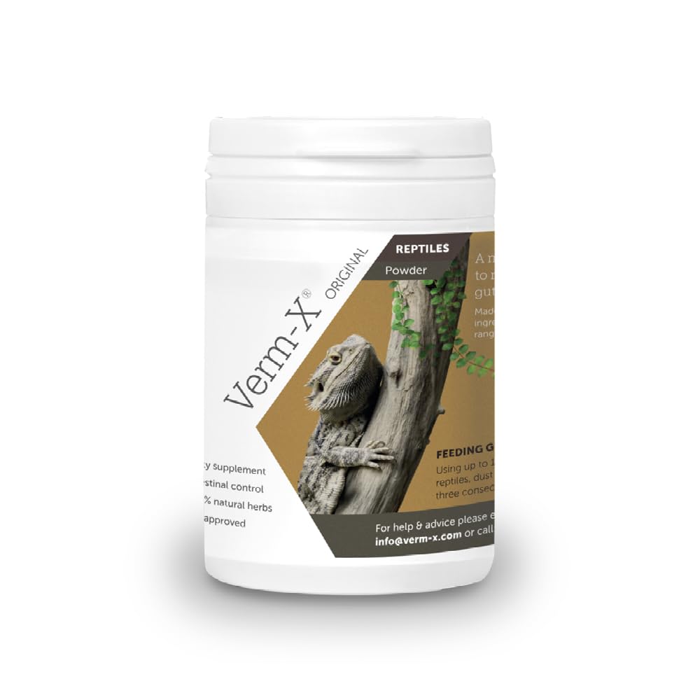 Verm-X Original All Natural Powder for Reptiles. Supports Intestinal Hygiene. Vet Approved. Restores and maintains Gut Vitality. Wormwood Free Recipe., Clear