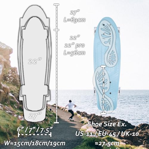 Image of KMX Skateboard 22 and 27 Inch, Classic Mini Cruiser Skateboard for Boys, Girls, Kids, Students, Adults, Teens, Mini Cruiser Board for Beginners and Advanced