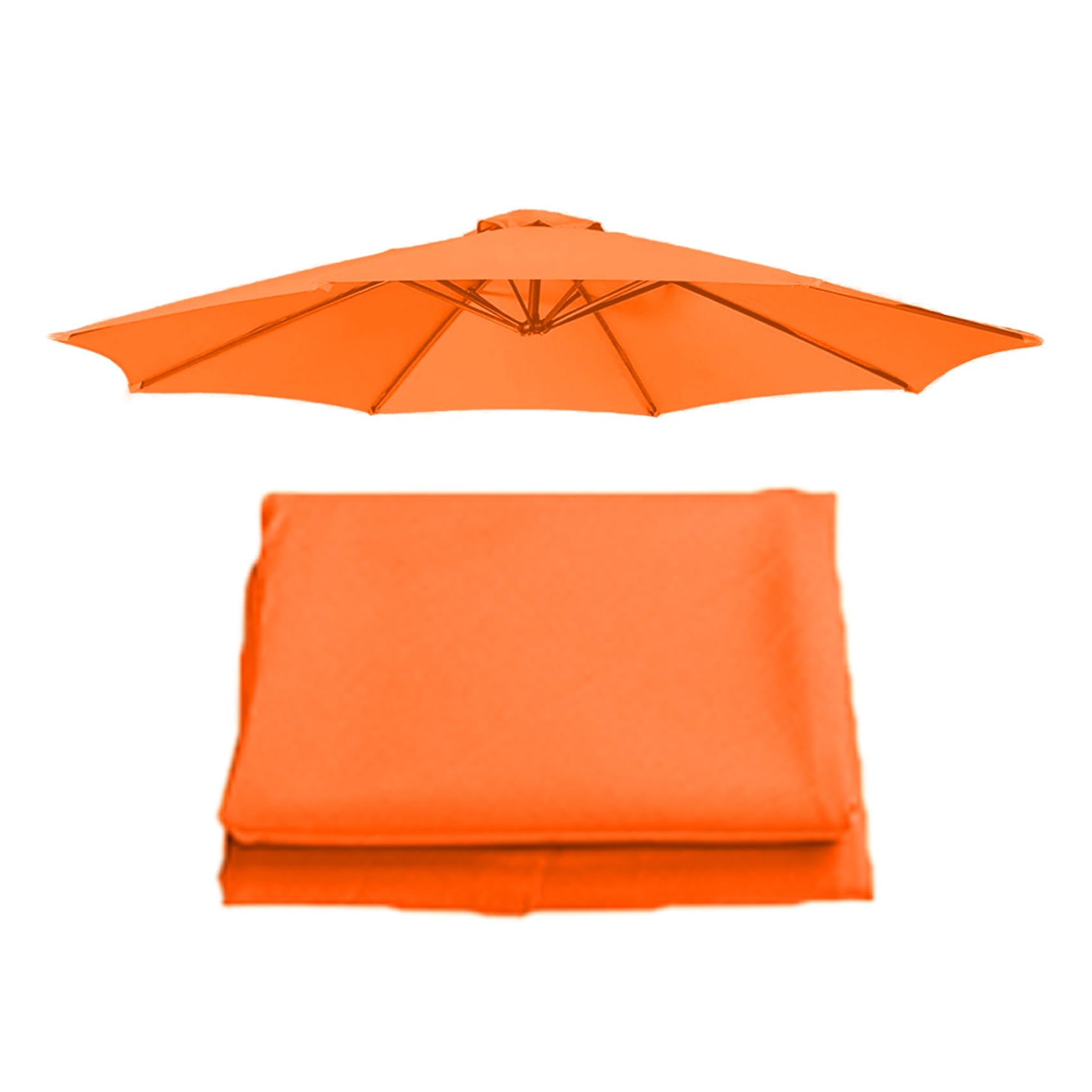 Parasol Replacement Cover Umbrella Replacement Cloth (230cm/7.5ft 270cm/8.8ft 300cm/9.8ft 350cm/11.5ft) Outdoor Market Umbrella Canopy Cloth Replacement Top Cover(Orange,6 RIBS/300CM(9.8FT))