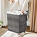 SONGMICS Laundry Hamper with Lid, 23.8 Gallon (90 L) Synthetic Rattan Clothes Laundry Basket with Lid and Handles, Foldable, Removable Liner, Dove Gray ULCB51WG