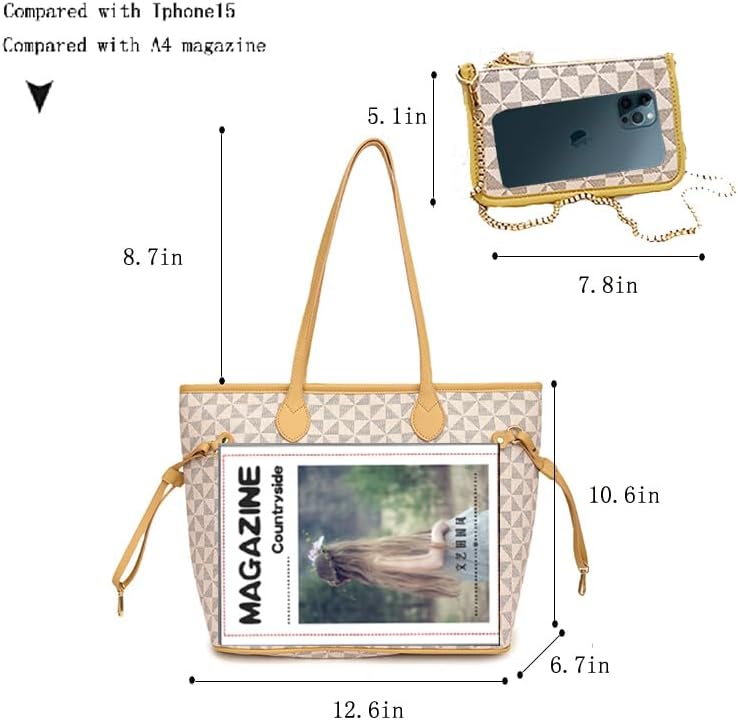 Women Tote Bag Handbags PU Leather Fashion Hobo Shoulder Bags 2pcs with Coin Purses - Image 5