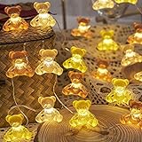 JASHIKA Teddy Bear String Lights Bear Fairy Decorative Lights Kids Party Suppliers 8.5ft 20LED Battery Operated Novelty Lighting Bedroom Wedding Camping Tent Baby Shower Birthday Party Christmas