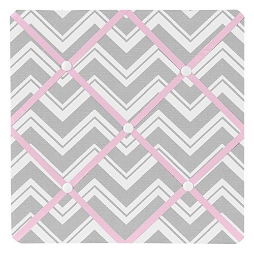Sweet Jojo Designs Pink and Gray Chevron Zig Zag Fabric Memory/Memo Photo Bulletin Board