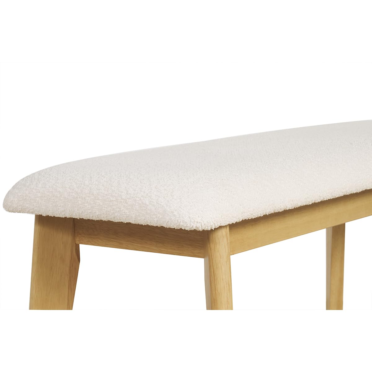 Miliboo Banc scandinave en Tissu Effet Laine bouclée Blanc et Bois Clair L92 cm ELION