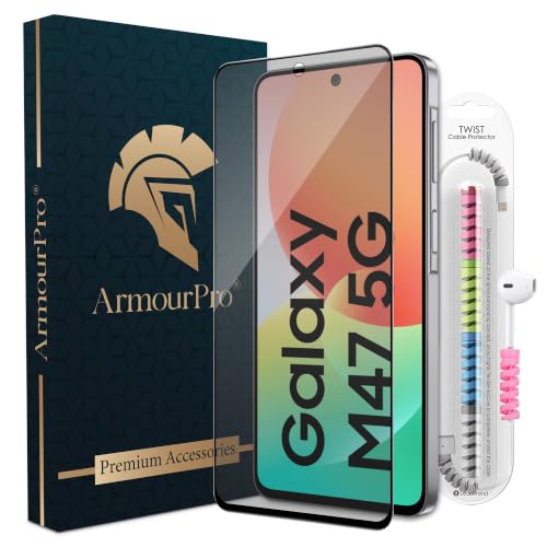 Image of ArmourPro Anti Glare Matte Tempered Glass for Samsung Galaxy M47, Anti Fingerprint Screen Protector, 9H Scratch Resistant, Smooth Touch, Easy Installation Kit with Cable Protector