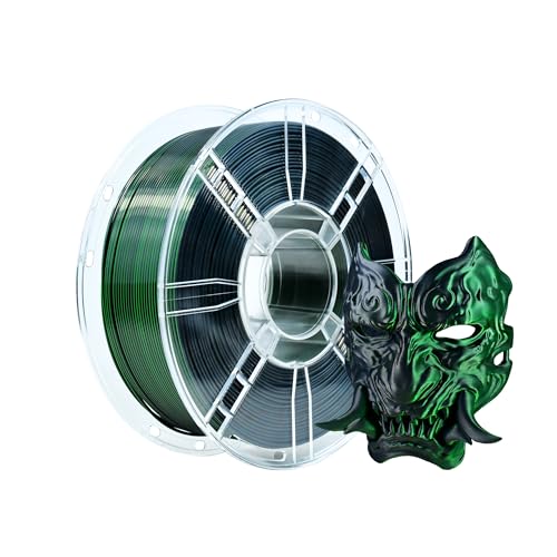 Image of iBOSS Silk PLA+ Filament 1.75mm + /- 0.02mm Black Green Dual Color PLA Plus 3D Printer Filament 2 in 1 Coextrusion 1KG Spool(2.2lbs) 3D Printing Filament Fits for Most FDM 3D Printers