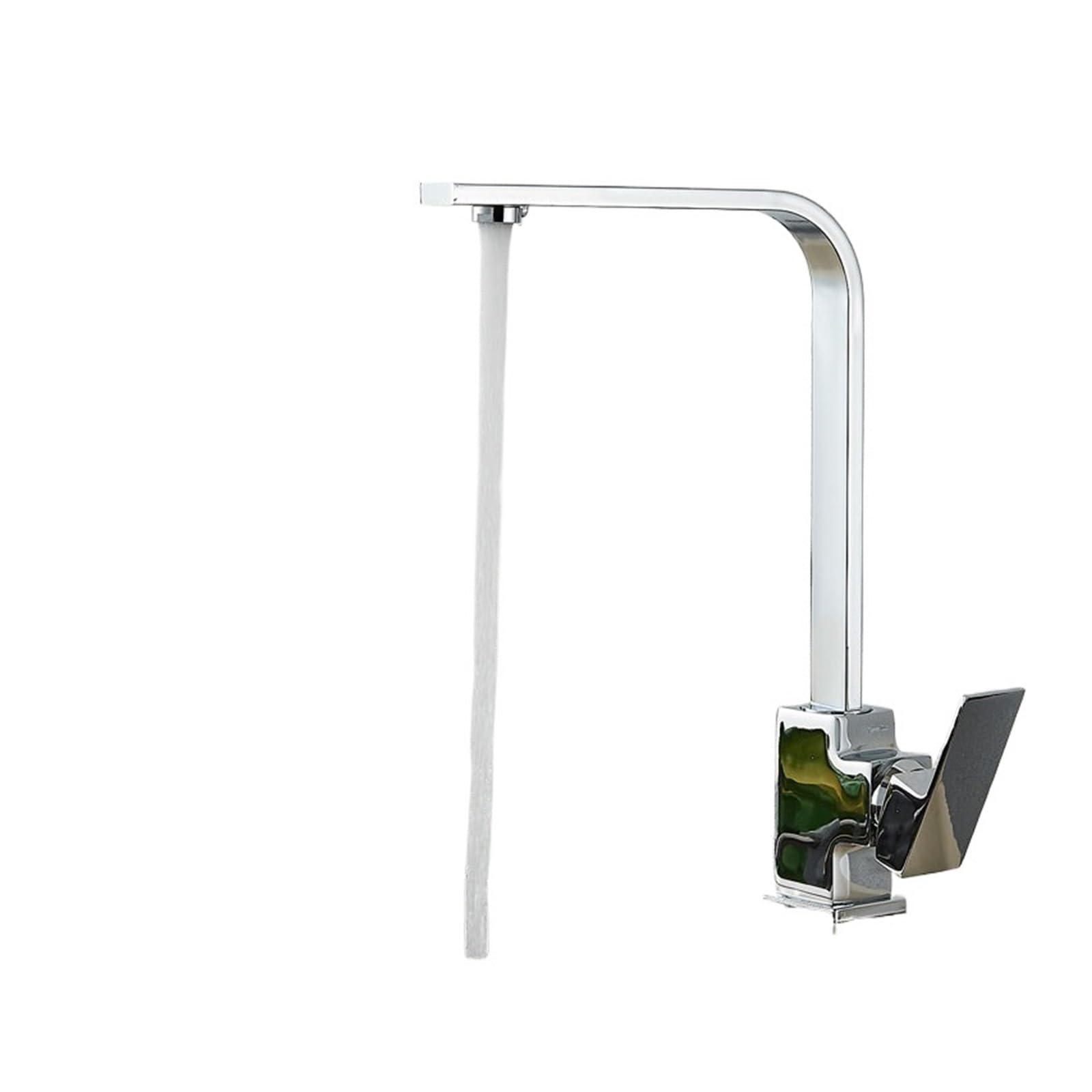 Kitchen Faucets, Square Kitchen Faucet, Matte Black Polished Chorme Hot and Cold Sink Tap, 360 Degree Rotation Mixer Deck Mounted Water(1)