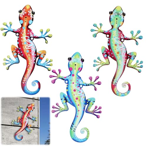 3 Pack Metal Wall Art, 7.9” Outdoor Wall Decor with Mounting Kit Unique Silhouette Patterns, Garden Fence Patio Yard Balcony Porch Home Wall Decoration for Homeowner Renter Decor Lover (3 Pattern)