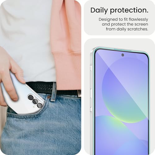 Image of FIRST MART Tempered Glass for Samsung Galaxy A36 5G with Silver Camera Ring Guard & Installation Kit | HD Clear Edge-to-Edge Screen Protector, Scratch Resistant, Case-Friendly | Pack of 1