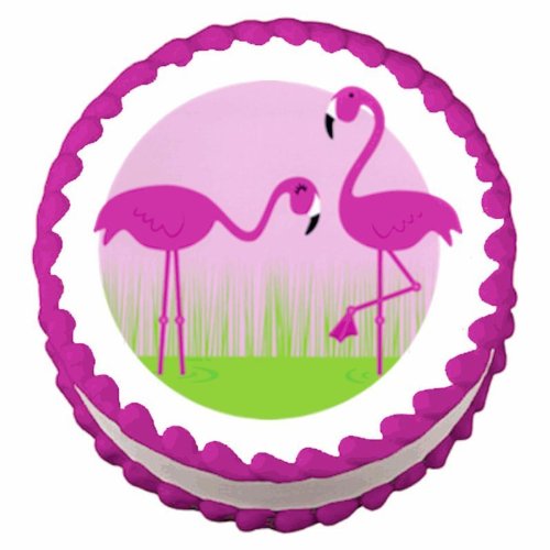 6" Round Pink Flamingos Edible Cake/Cupcake Topper
