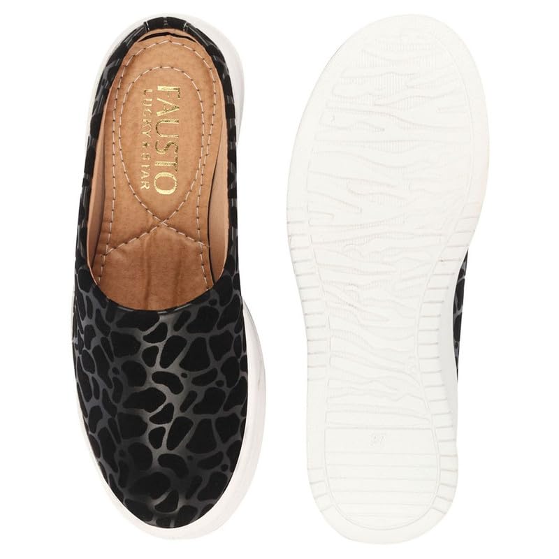 Image of FAUSTO Women's Fashion Outdoor Leopard Print Height Enhancer Open Back Slip On Casual Shoes
