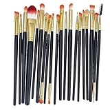 KOLIGHT Set of 20pcs Pro Makeup Sets Powder Foundation Eyeshadow Eyeliner Lip Cosmetic Brushes-black+gold