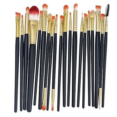 KOLIGHT® Set of 20pcs Pro Makeup Sets Powder Foundation Eyeshadow Eyeliner Lip Cosmetic Brushes-black+gold