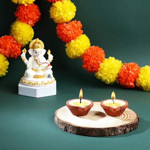 Image of Welburn Veda&Co Pure Cow Ghee Diya for Puja & Diwali Decoration | Upto 3 Hours Burn time | Smoke Free | Diyas for Pooja Havans & Religious Rituals,Festivals | Ready to use (7 pcs) (Pack of 7)