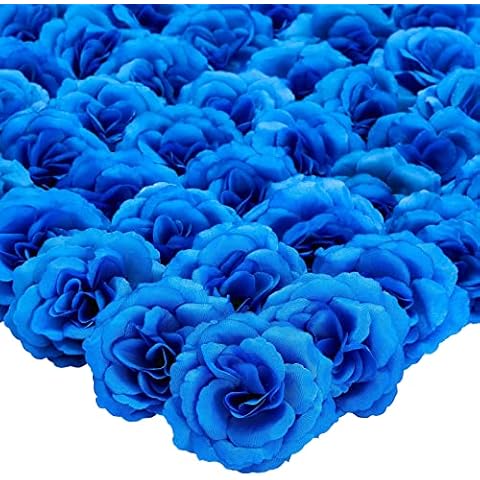 Bright Creations Artificial Silk Rose Flower Heads for Decorations (Dark Blue, 50 Pack) Cover