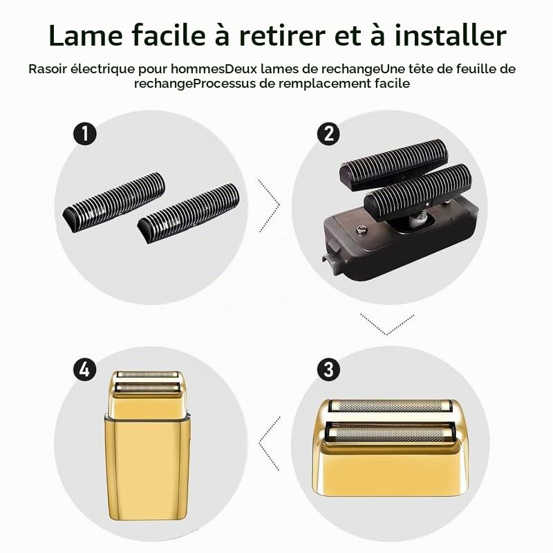 Feuille de rechange pour Babyliss Pro et 2 lames pour rasoir FoilFX02 Gold #FXRF2G