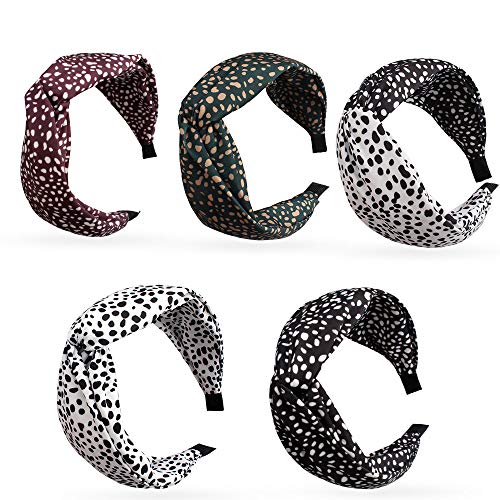 Jaciya 5 Pieces Knotted Headbands for Women Turban Headbands for Women Wide Headbands for Women Boho Headbands for Women Diademas Para Mujer Womens Headbands Women Hair Top Knot Headband for Women