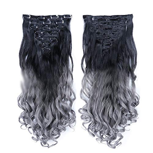Matilda520 Fashion Curly Hair Clip In Hair Extensions Full Head 7Pcs Hairpiece Natural Looking Hairpiece (Color : #1BT171)