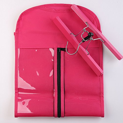 Portable Hair Extension Holder Dustproof Non-woven Storage Suit with Transparent Zip Up Closure for Clip in Hair Extensions Hair Weave Virgin Hair Wig Pink