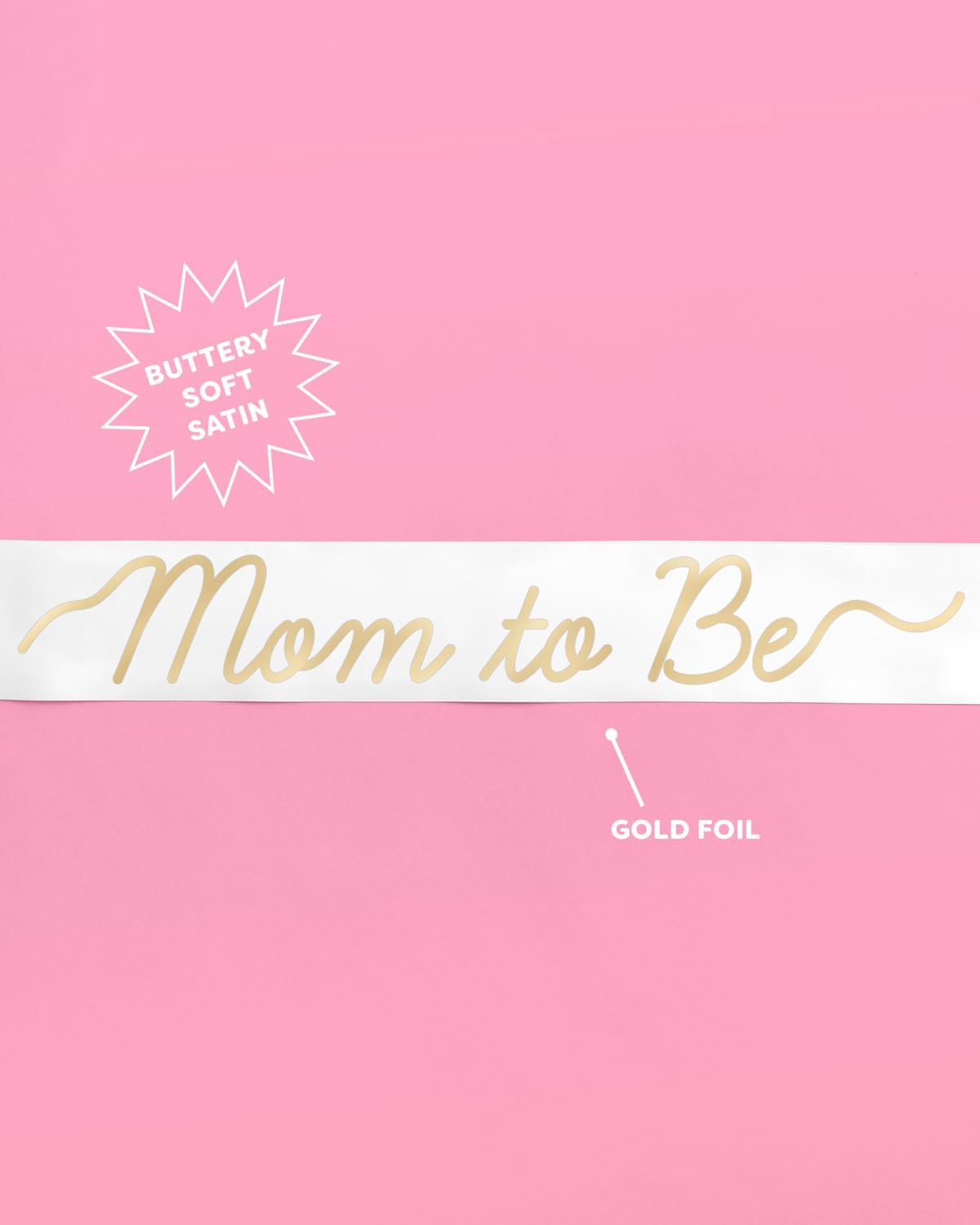 xo, Fetti White Mom to Be Sash, Gold Foil | Baby Shower Accessory, Pregnancy Announcement Supplies, Gender Reveal Party Decorations