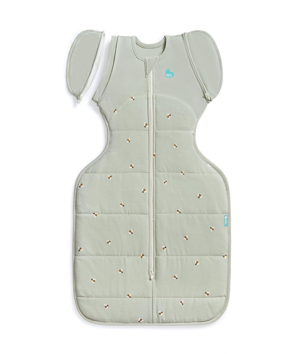 Love To Dream Swaddle UP sacco nanna, taglia grande 8,5-11 kg - Api Oliva | Vestibilità con ali rimovibili | 2,5 Tog per autunno e inverno (16–20°C) | Cotone e doppia cerniera
