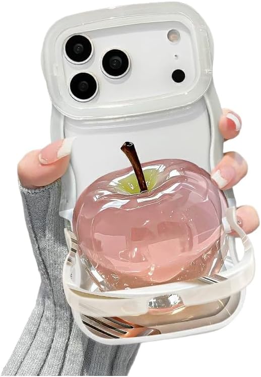 Designed for iPhone Case，Luxury Crystal Apple Bracelet Double Stand Wave Transparent Silicone Phone Case (iPhone 13,Pink)