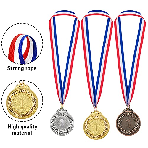 Abaokai 12 Pieces Gold Silver Bronze Award Medal Set -Metal Olympic Style For Competitions, Sports, Spelling Bees, Party Favors, 2 Inches #TOP3
