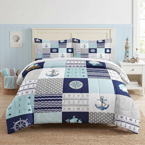 Blue Plaid Twin Comforter Set