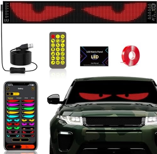 Devil's Eye:23.42"x4.72" Programmable ojos led para carro Windshi...