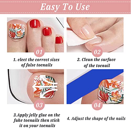 Ceboic 24 Pezzi Unghie Finte Piedi Corte Quadrate