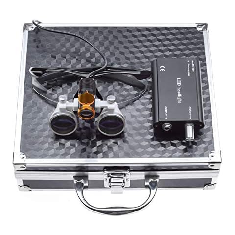 NSKI 3.5X Loupes Magnifying Glasses + 5W Lamp Belt Clip Type with Filter Aluminum Box (Black) Cover