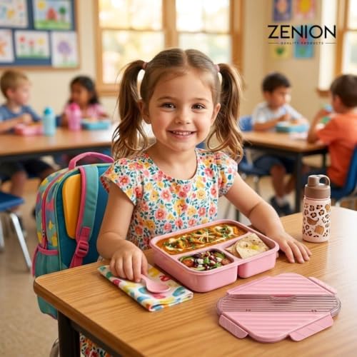 Image of Lunch Box, Air-Tight & Leakproof Plastic Tiffin Box for Kids & Adults, Lunch Box with Fork and Spoon, Multicolor