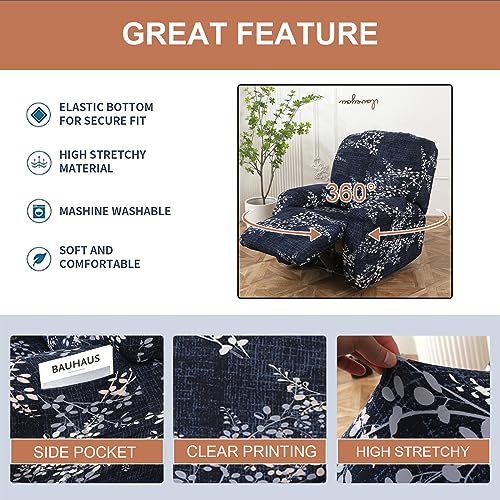 Image of Eco-Ancheng Recliner Slipcovers 4-Pieces Lazyboy Covers Couch Chair Cover Non Slip Reclining with Storage Pockets Furniture Protector for Living Room