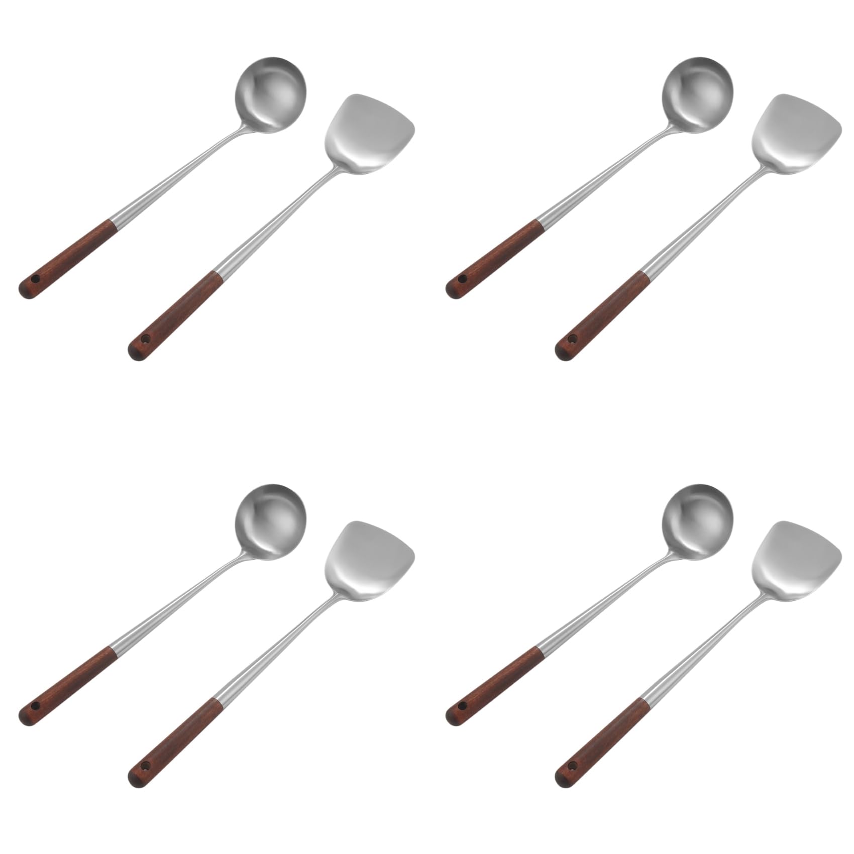 Spatule pour wok en acier inoxydable anti-brûlure, ensemble de 4 outils 17 pouces