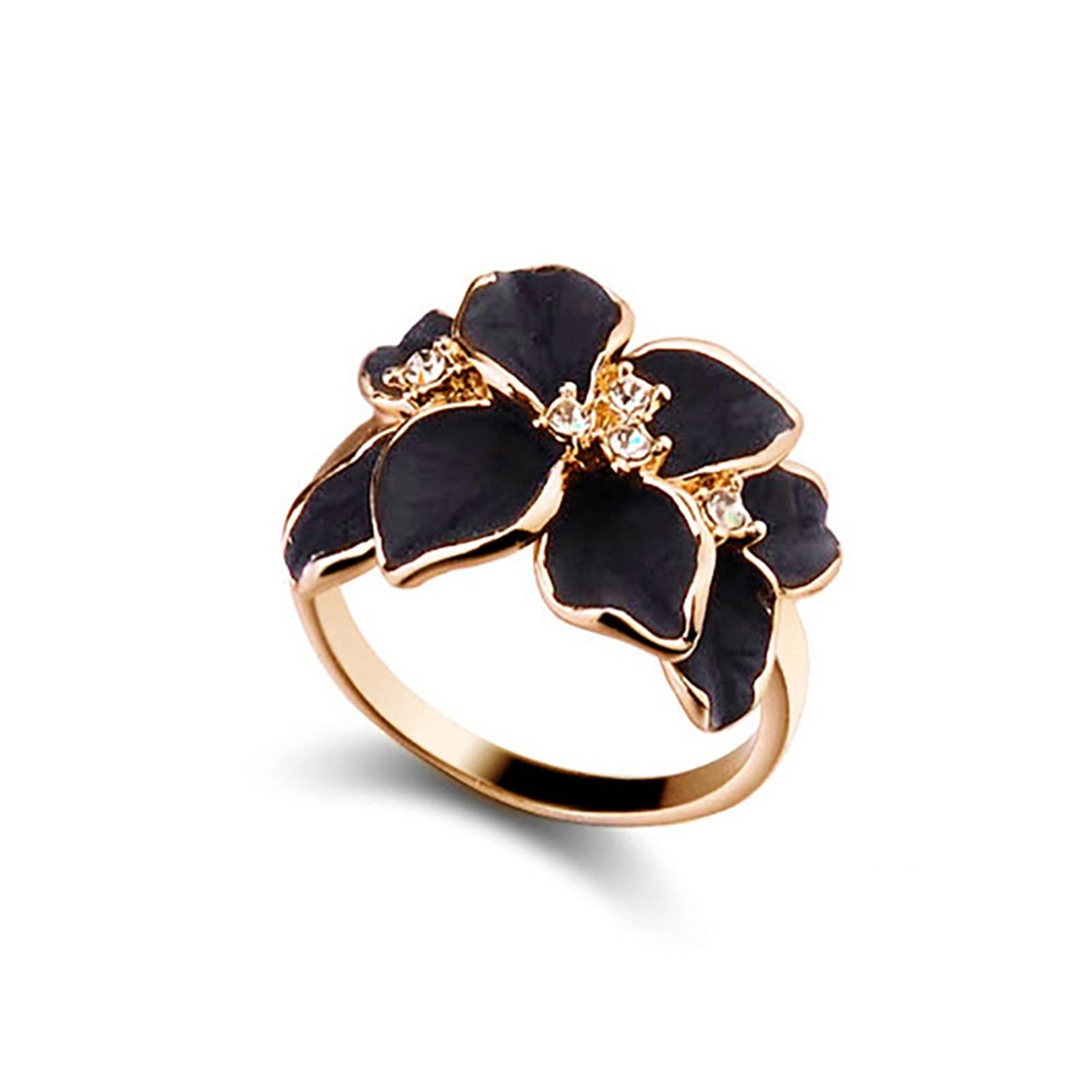 Anhänger Ohrringe Mode Rose Blume Emaille Schmuck Set Rose Gold Farbe Schwarz Malerei Braut Schmuck Sets für Frauen Hochzeit Geschenke