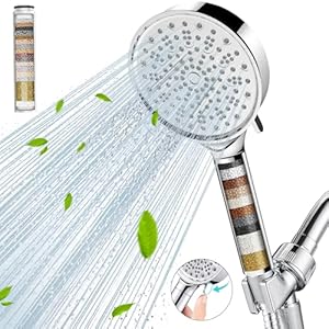 Cobbe Filtered Shower Head with Handheld, High Pressure 6 Spray Mode Showerhead with Filters, Water Softener Filters Beads for Hard Water – Remove Chlorine – Reduces Dry Itchy Skin, Chrome