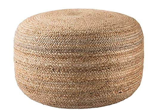 Image of Cotton Dori Ottoman Pouf for Seating|Cotton Dori Pouffe for Footrest Filled with Bean Balls|Ottoman Pouf Stools for Living Roombedroom, 50D x 50W x 30H Centimeters Beige