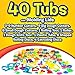 KIDDY Dough 40 Pack of Birthday Party Favors Bulk Dough & Clay Pack - Includes Molded Animal Shaped Lids + 40 Shapes & Numbers Dough Tools - Holiday Edition - (1oz Tubs - 40oz Total), Multi Color