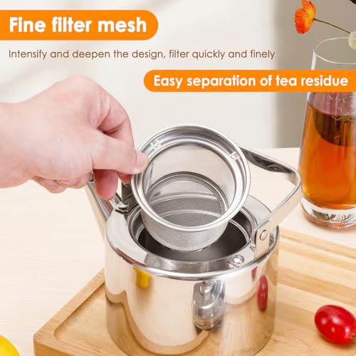 Edelstahl Teekanne mit Infusor, 1.5L Wasserkocher Für Gas- Und Induktionskochfelder