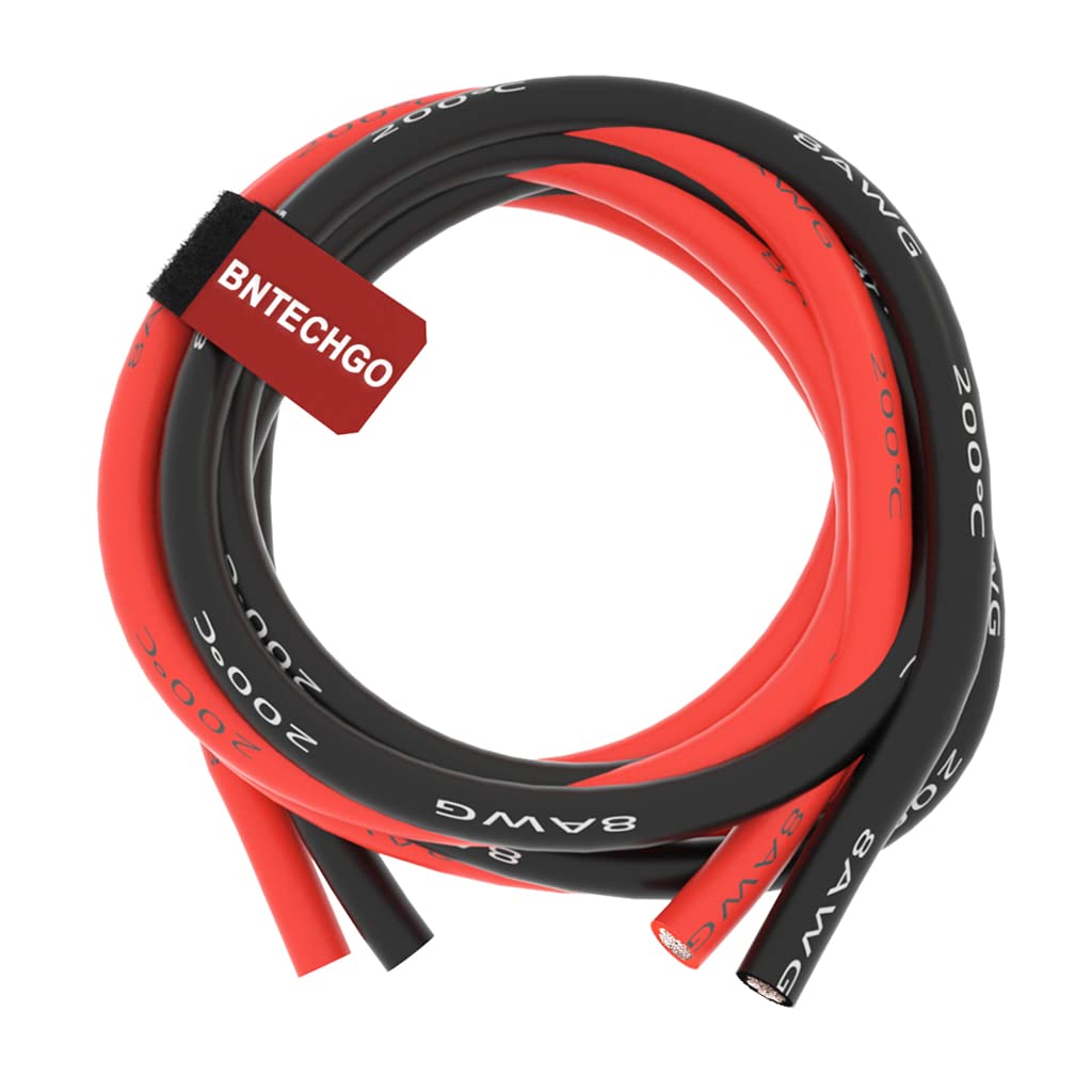 BNTECHGO 8 Gauge Silicone Wire Kit 2 Color Each 10 ft Flexible 8 AWG Stranded Tinned Copper Wire