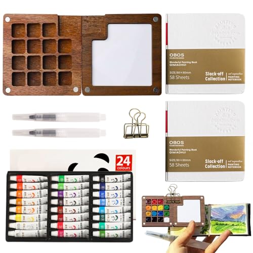 Tavolozza di Colori versatile: I mini scatole da pittura ad acquerello supportano le idee spontanee degli artisti e ispirano sia i principianti che i pittori esperti. Il mini tavolozza acquerelli in legno per acquerelli ti permette di esplorare diversi paesaggi e ambienti turistici, ideale per dipingere e scrivere in modo spontaneo in movimento, e ti offre il miglior aiuto di cui hai bisogno per dare libero sfogo alla tua immaginazione in qualsiasi ambiente.