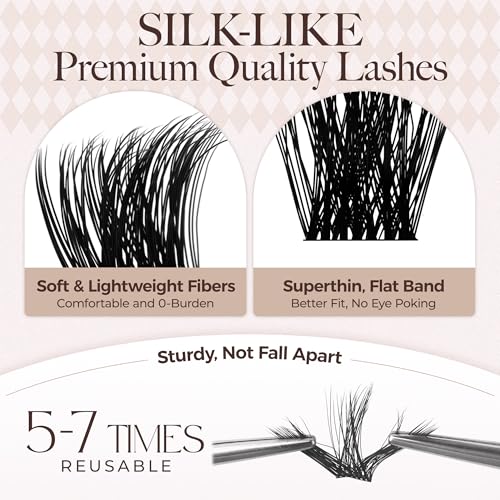 LASHVIEW W03 Wimpern Extensions, 168 Pieces Cluster Lashes, D Curl Volume Fake Lashes, Künstliche Wimpern mit Silk Plush Soft Fluffy… – Ansicht 4