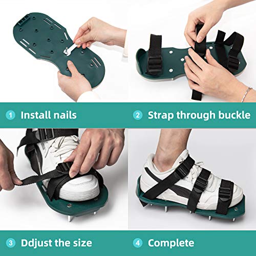 LASTOOLS Lawn Aerator Shoes Spiked Aerating Sandals Heavy Duty One-Size-Fits-All & Easy to Use Single Strap Design & Nonslip Gardening Shoes