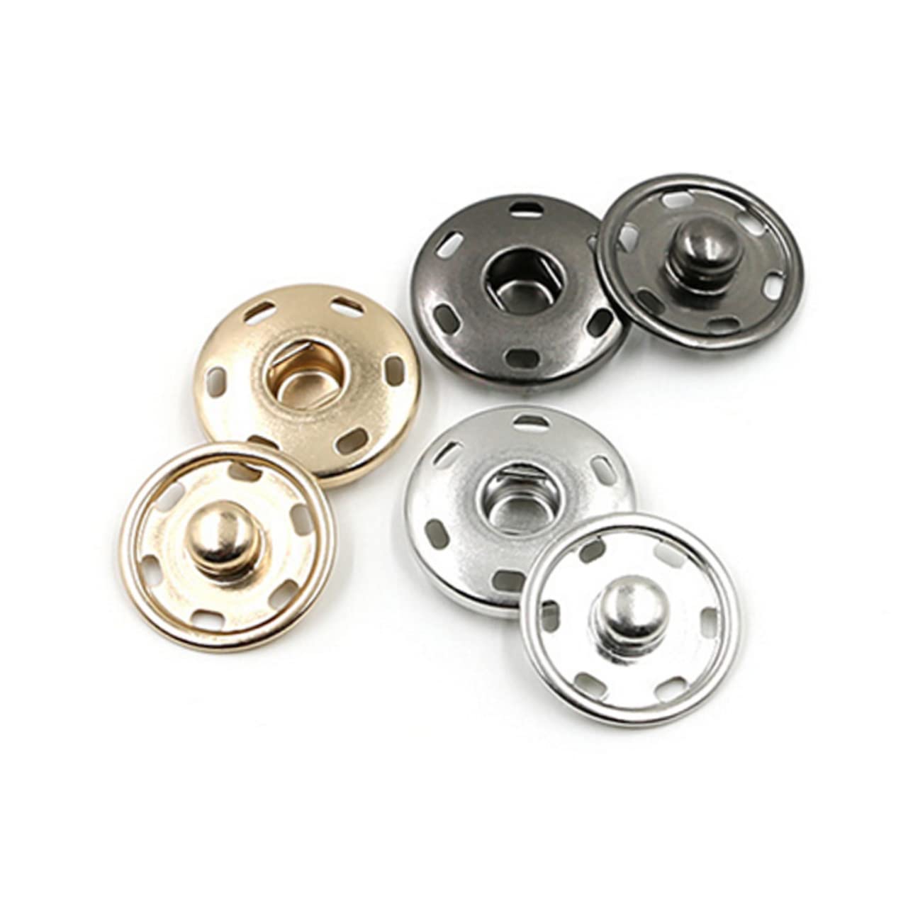Operitacx 750 Juegos De Botones A Presión Para Manualidades Cierres A Presión De Metal De 15 Mm Cierres A Presión Para Coser Material De Latón Plateado.