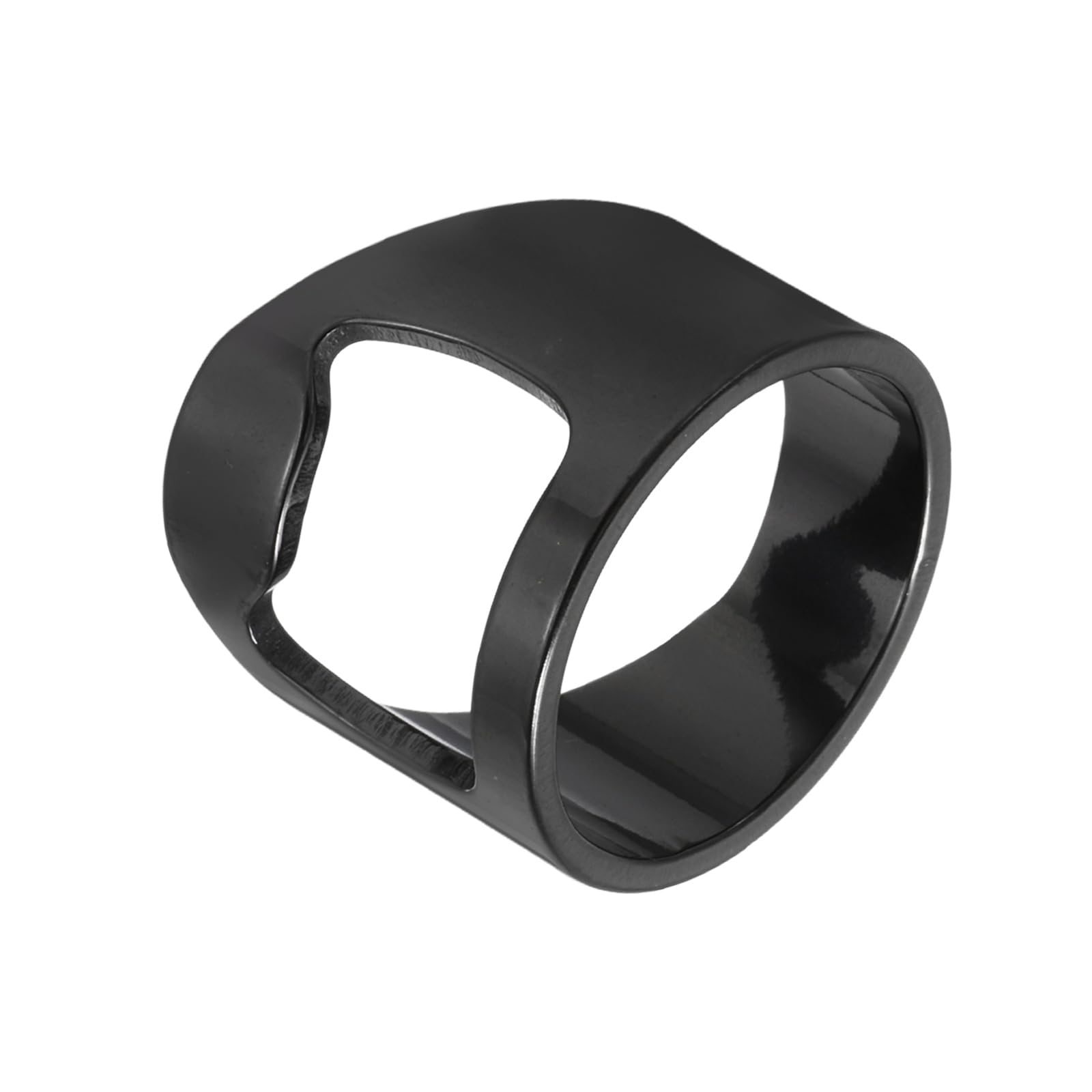 sourcing map Bottle Opener Rings, Titanium Steel Ring Bottle Cap Opener Creative Finger Thumb Beer Opening Tool for Men Women Party Bar Present Decor Supplies Bartender Tools, Size 8, Black