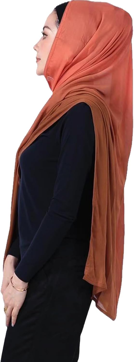 Special Ombre Modal Cotton Hijab Scarf for Women, Graceful Gradient Muslim Head Scarfs - Image 4