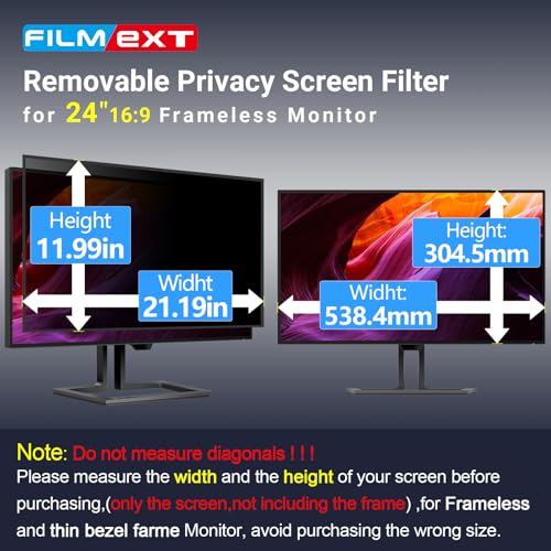 Image of FILMEXT [2 Pack Removable 24 Inch Computer Privacy Screen Filter | for 16:9 All-in-One Desktop /Frameless Monitor - Blue Light UV Blocking Privacy Shield for Thin Bezel Computer