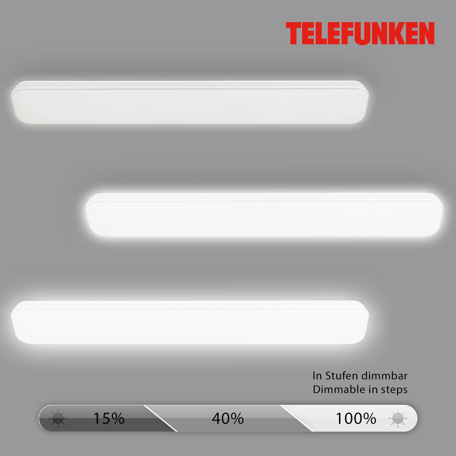 Telefunken - Lampa sufitowa LED, ściemniana, lampa sufitowa LED, do kuchni, warsztatu, ściemniana za pomocą przełącznika ściennego, neutralne białe światło, 49 W, 5300 lm, biała