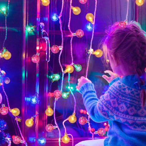 Ghustar BOSL-26FT60 2 Pack Crystal Globe String Lights Battery Operated, Total 52Ft 120 Led Multi Color Battery Powered String Lights With Remote, 8 Mode Christmas Lights Indoor Outdoor thumb #5