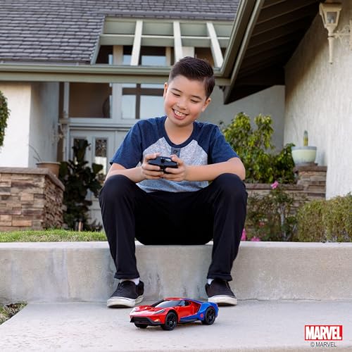 Jada - Spiderman Radio-Commandée Ford GT - 1/16 - Fonctions Complètes de Pilotage et Turbo - sous Licence Officielle - A Partir de 6 Ans